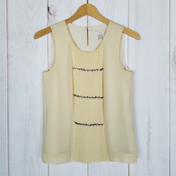 J. Crew Tops - J. Crew | Silk Diamond Beads Ivory Tank Blouse - 2